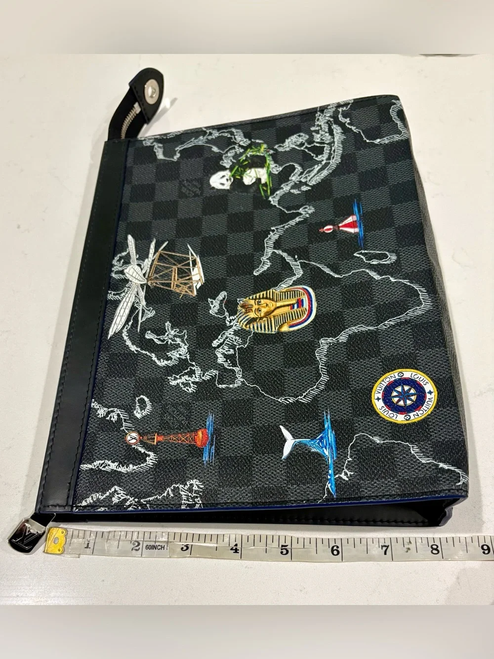 Authentic Louis Vuitton Pochette Voyage MM Renaissance Map N40205 Ltd Ed Clutch